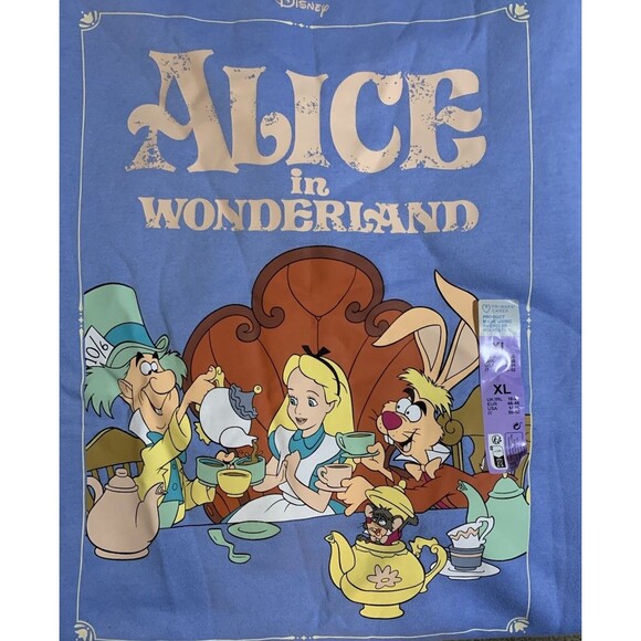 Disney Classics Alice in Wonderland Sweatshirt Graphic Blue XL Whimsy Fantasy - Picture 7 of 9